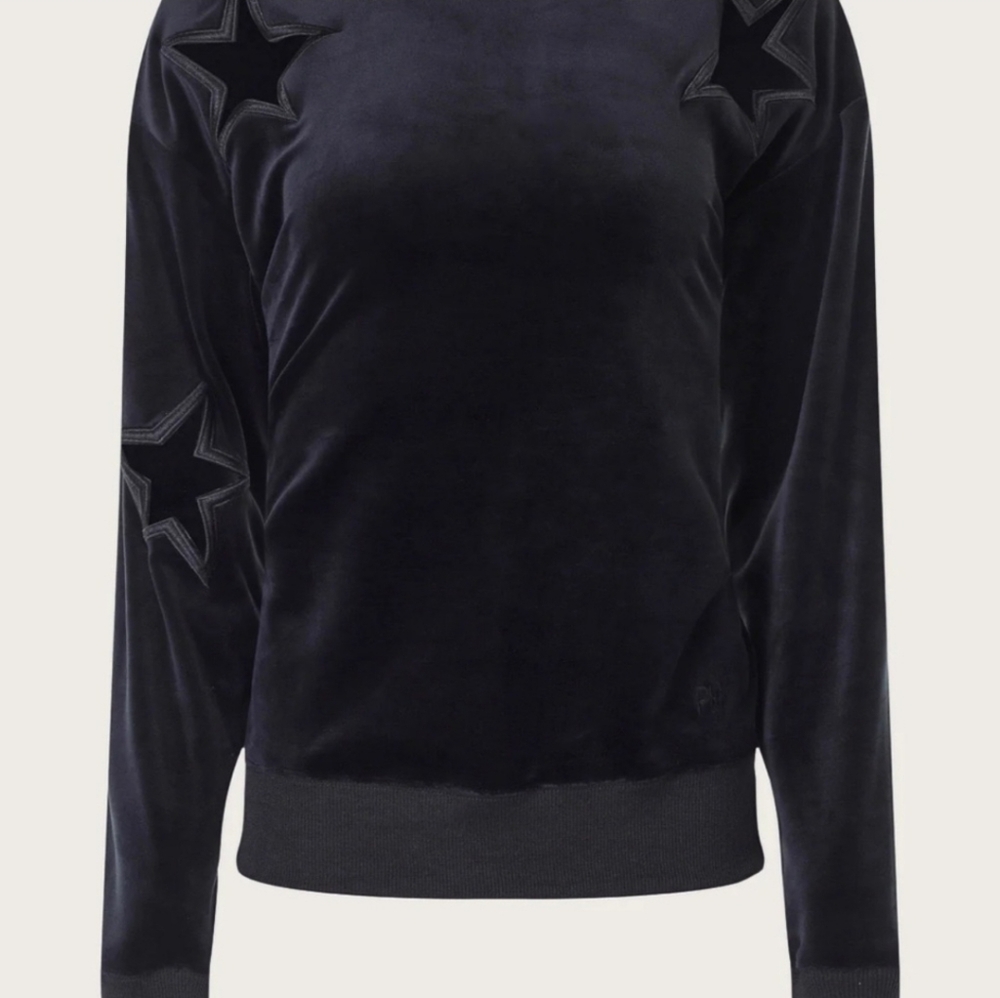 Paris Hilton The Star crew Black Velvet Swearshirt Size L, New With Tags - Picture 9 of 9